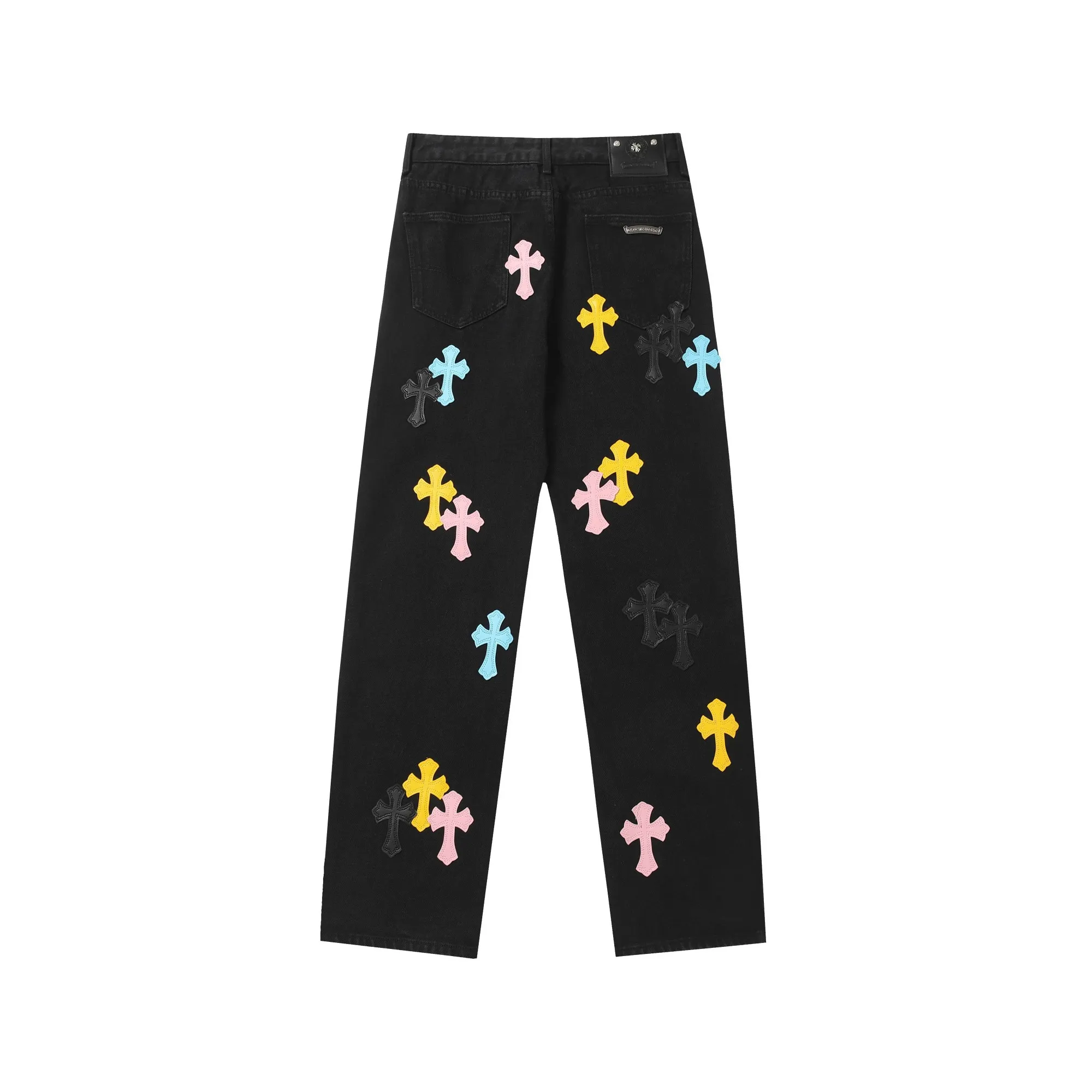 KE983 P250 The only correct leather label version on the market Chrome Hearts CH Cross embroidery Miami limited color leather jeans Top ceiling quality 100% correct version The correct version is here!  Believe me this must be the best quality you will ever come across! ! Excellent value for money! !  Styles with different washes and textures are very friendly to people with thin legs and thick legs. The straight version is very flattering to the shape of the legs. The moderate length is timeless and easy to match. It is the basis of various styles and a must-have in the wardrobe! ! Add a little stacking to make the atmosphere easy to control. The fabric is stiff but the upper body is soft without losing texture. The sides and cuffs of some styles have a bone-wash effect. It’s really hard not to love it!  ✅Correctly customize the Croxin metal leather label on the back panel. It is definitely not sold directly with the cross on the finished jeans. 1:1 copying strives for excellence and the details are perfectly grasped. ✅The cross leather label is clear and smooth. Exquisite turning top craftsmanship. ✅Buttons, zippers and hardware are all customized versions of the Croxin LOGO. ✅High-cost washing process. Size: 28 30 32 34 36